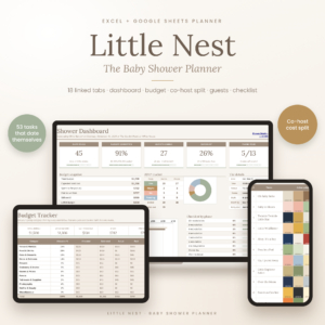 Little Nest Baby Shower Planner spreadsheet listing image 1
