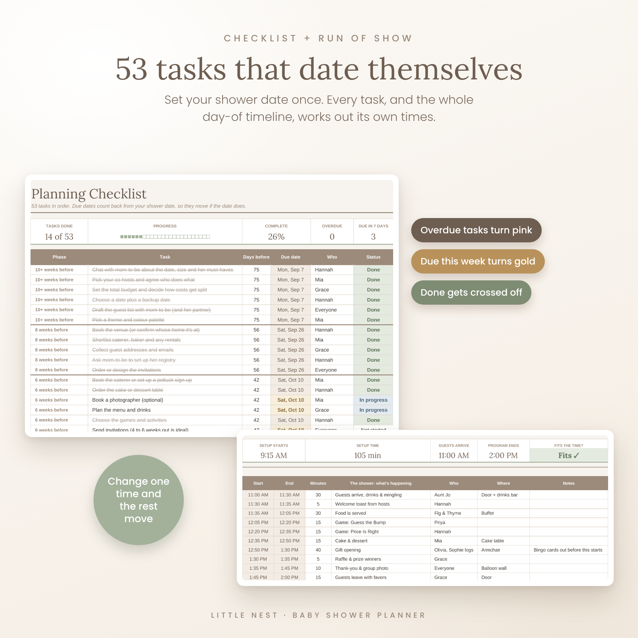 Little Nest Baby Shower Planner spreadsheet listing image 5