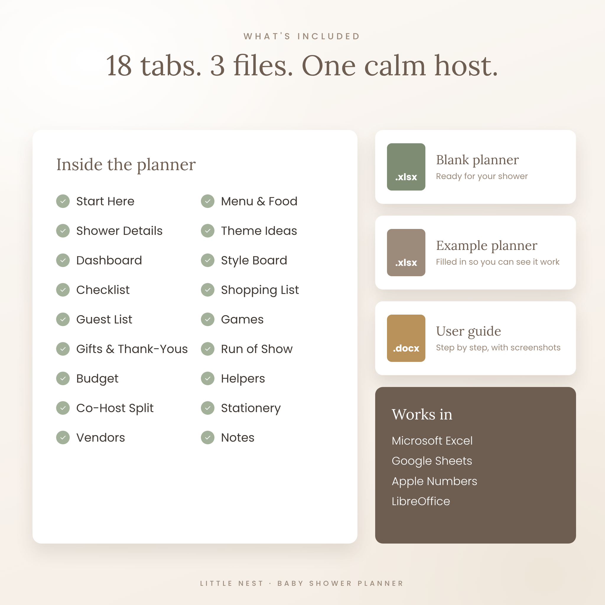 Little Nest Baby Shower Planner spreadsheet listing image 7