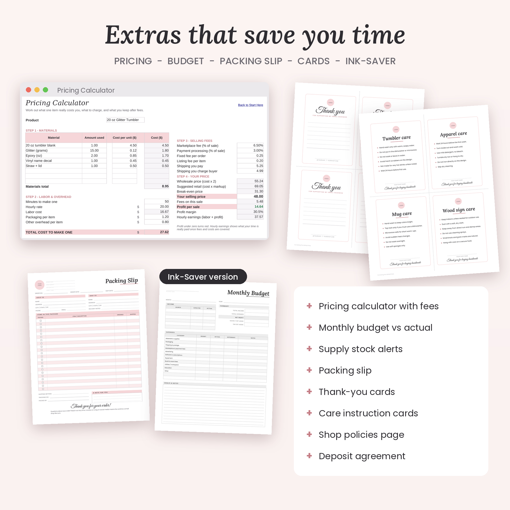 Maker's Business Forms Kit | 33 Fillable Craft Order Forms, Invoice, Price Quote & Receipt Templates + Excel Order Tracker, US Letter & A4 - Image 7