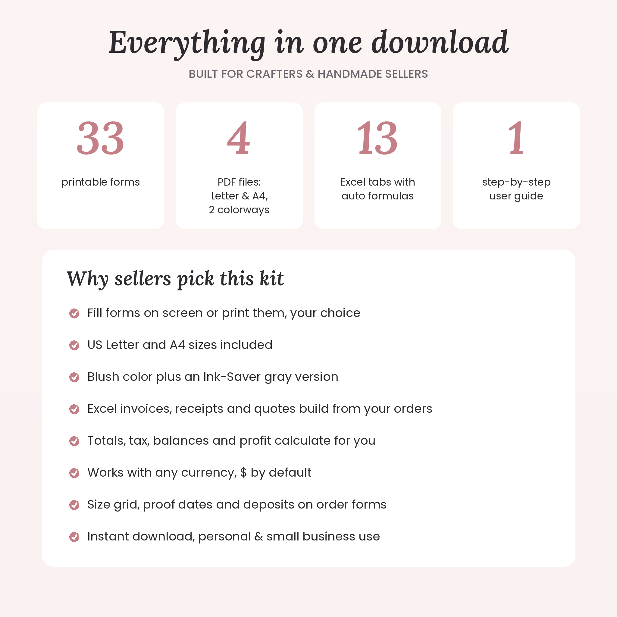 Maker's Business Forms Kit | 33 Fillable Craft Order Forms, Invoice, Price Quote & Receipt Templates + Excel Order Tracker, US Letter & A4 - Image 8