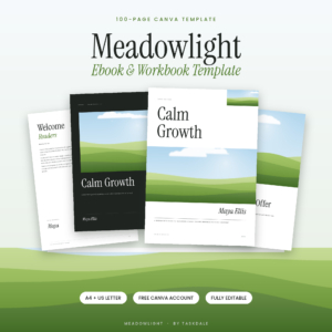 Meadowlight Canva ebook template 100 pages cover preview