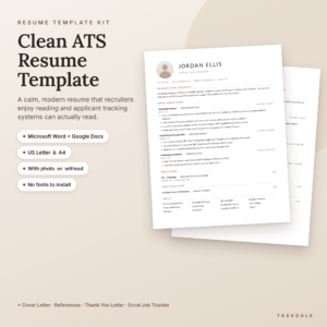 Meridian ATS resume template kit with photo and no photo versions