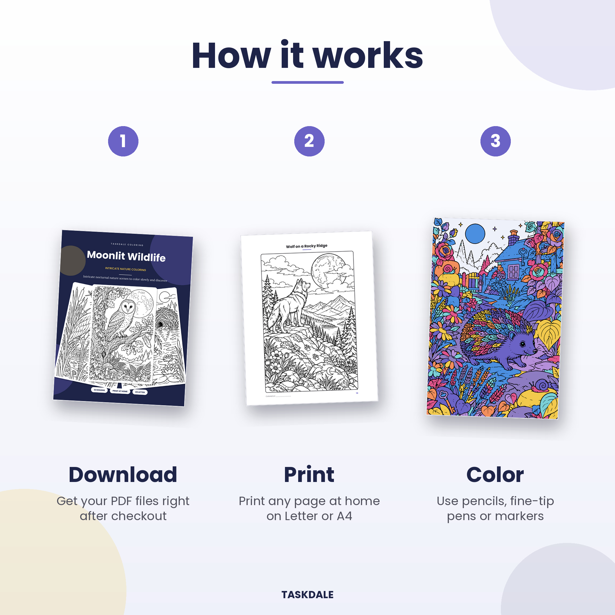 Moonlit Wildlife coloring book ideas for how to use it