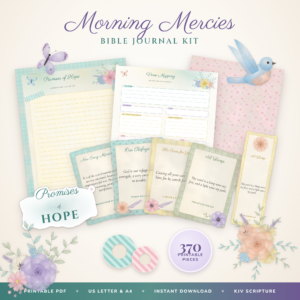 Morning Mercies printable Bible journal kit with journal pages, KJV verse cards and watercolor florals