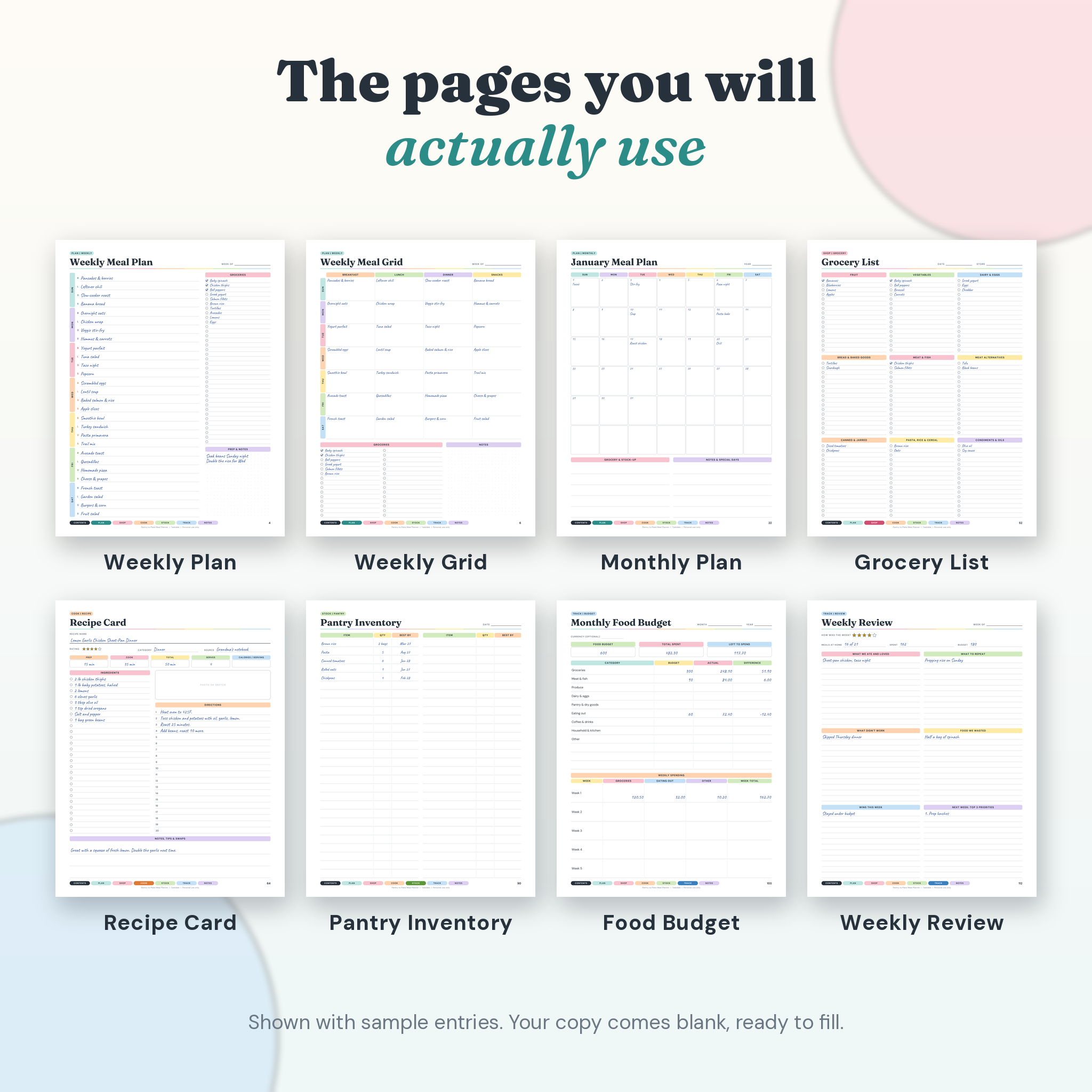 Pantry to Plate Meal Planner Printable Bundle, 123 Pages, Fillable PDF, 5 Sizes - Image 4