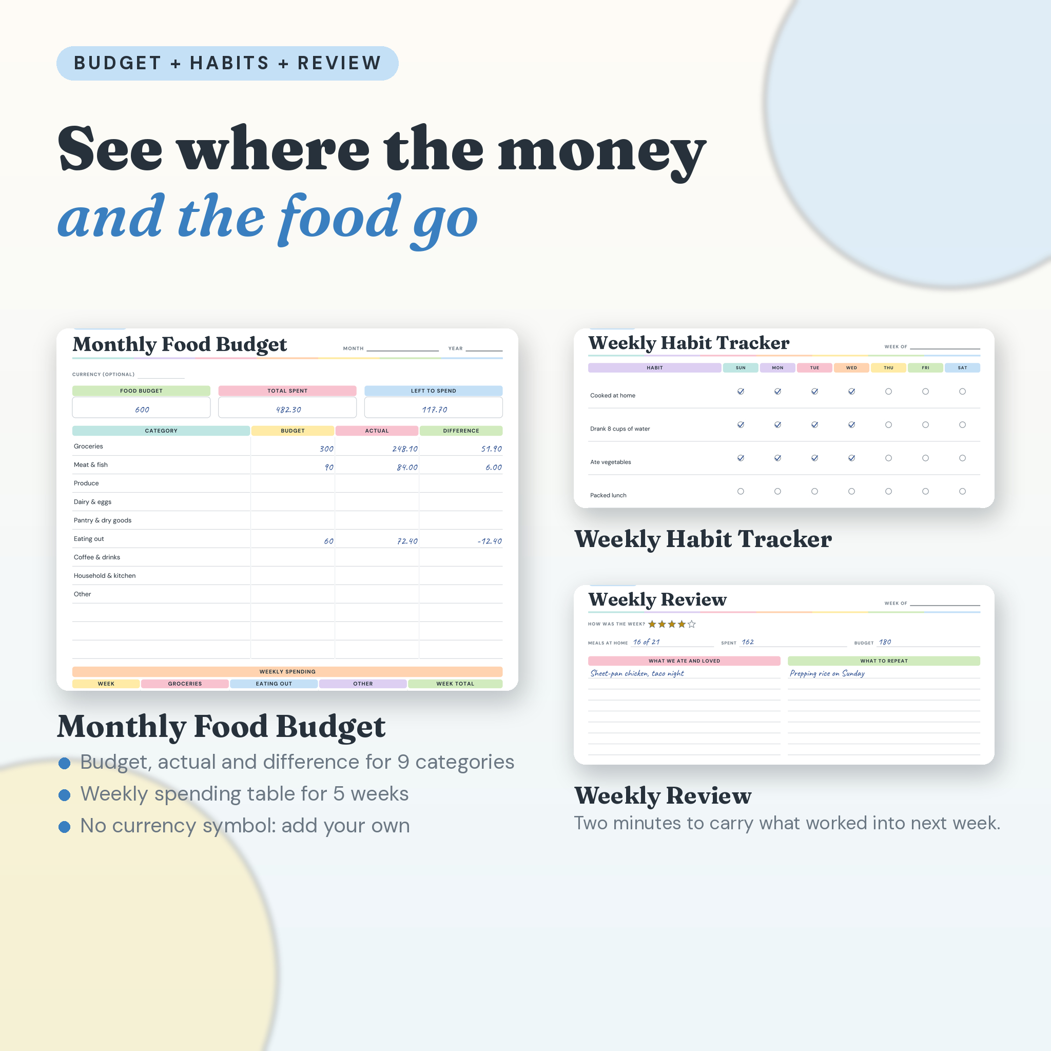 Pantry to Plate Meal Planner Printable Bundle, 123 Pages, Fillable PDF, 5 Sizes - Image 5