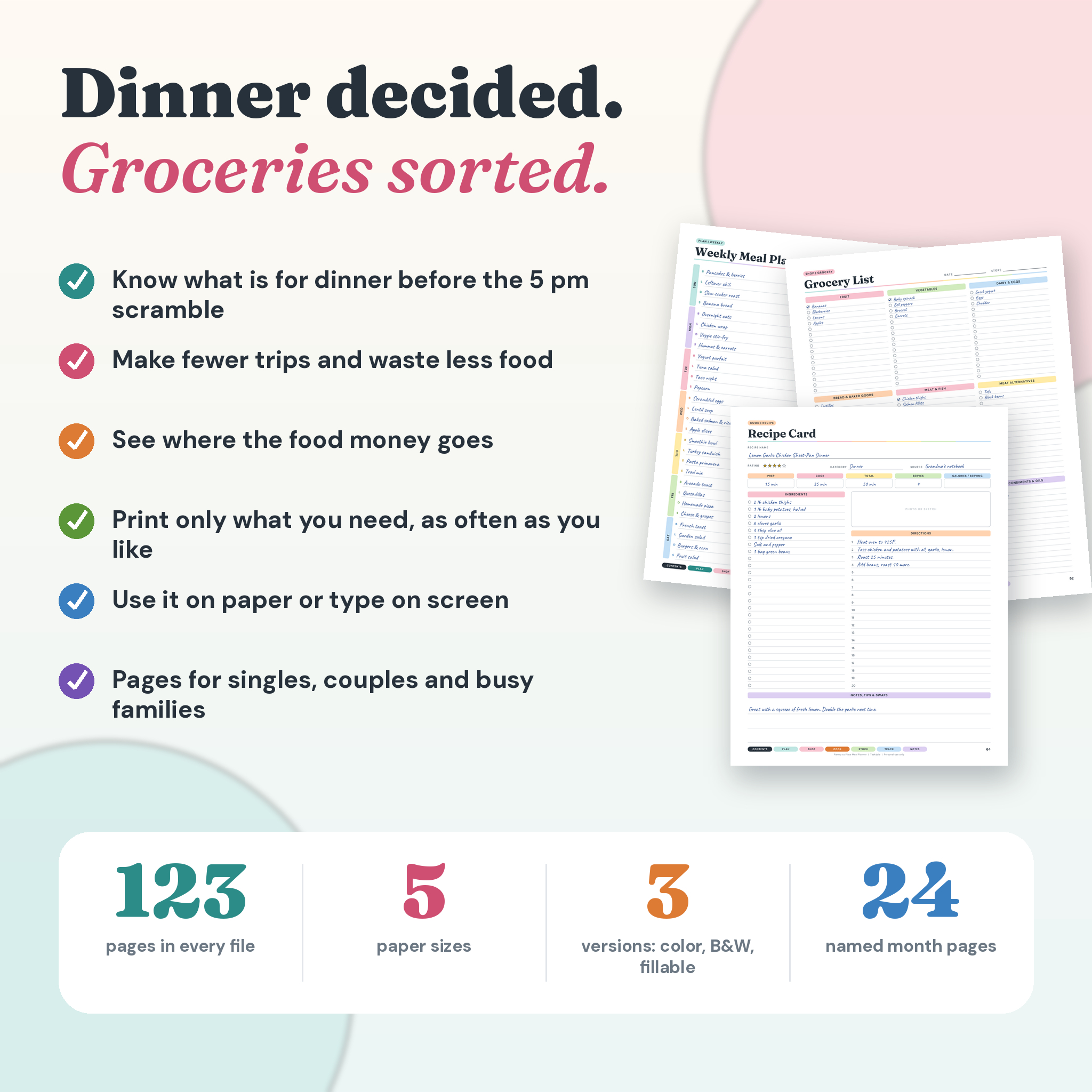 Pantry to Plate Meal Planner Printable Bundle, 123 Pages, Fillable PDF, 5 Sizes - Image 8