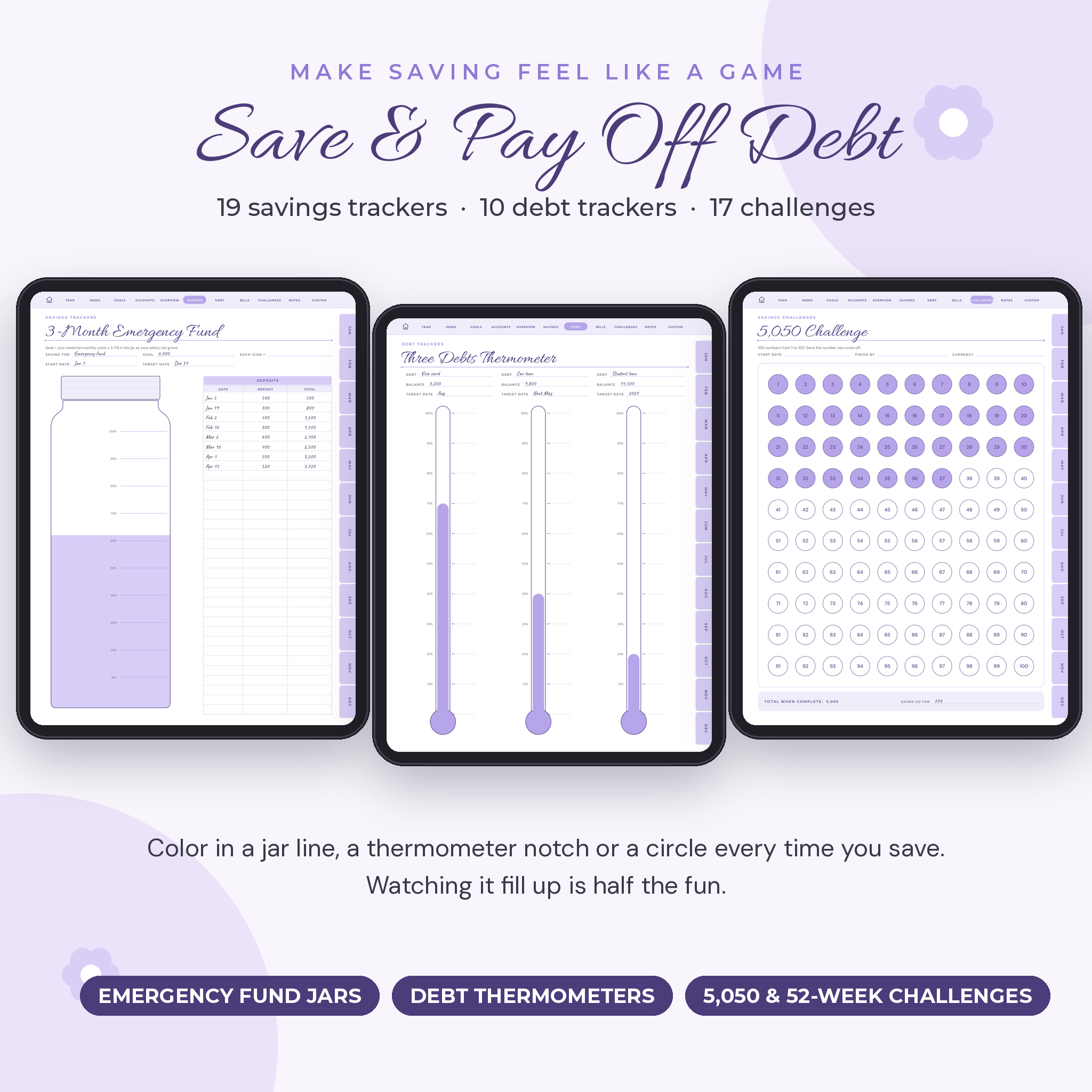Savings trackers, debt thermometers and 5,050 savings challenge pages