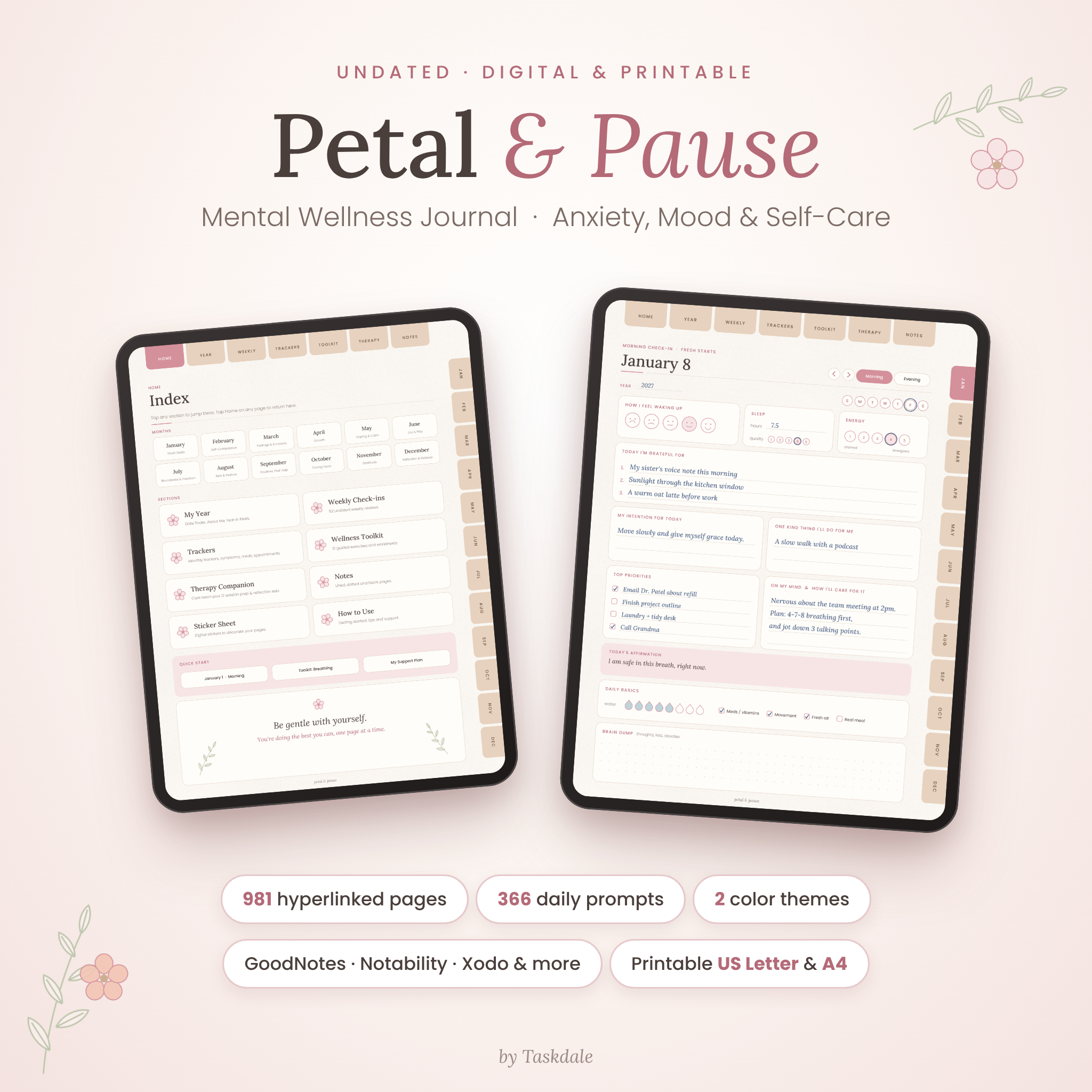 Petal & Pause Wellness Journal digital mental health journal - listing image 01