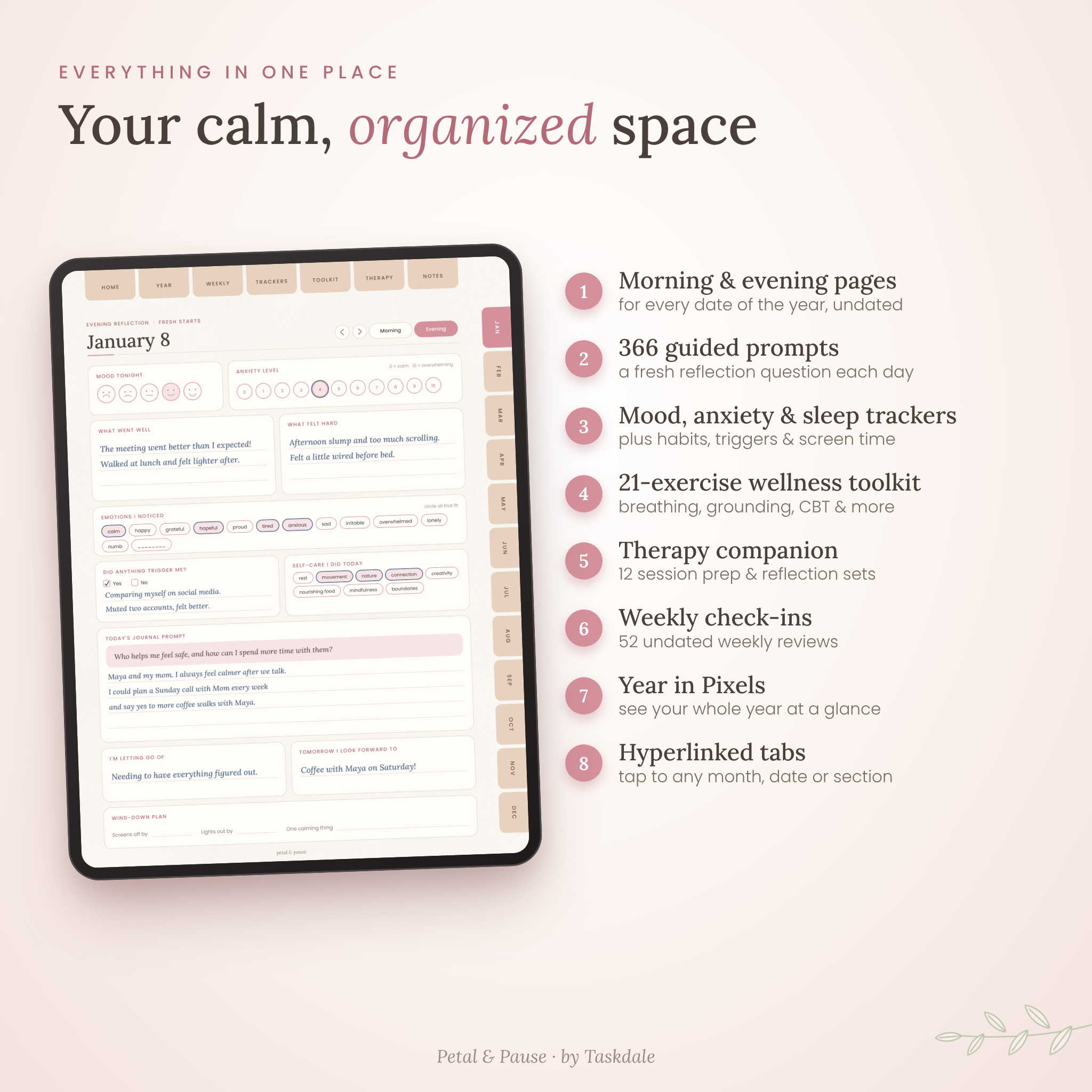 Petal & Pause Wellness Journal digital mental health journal - listing image 02