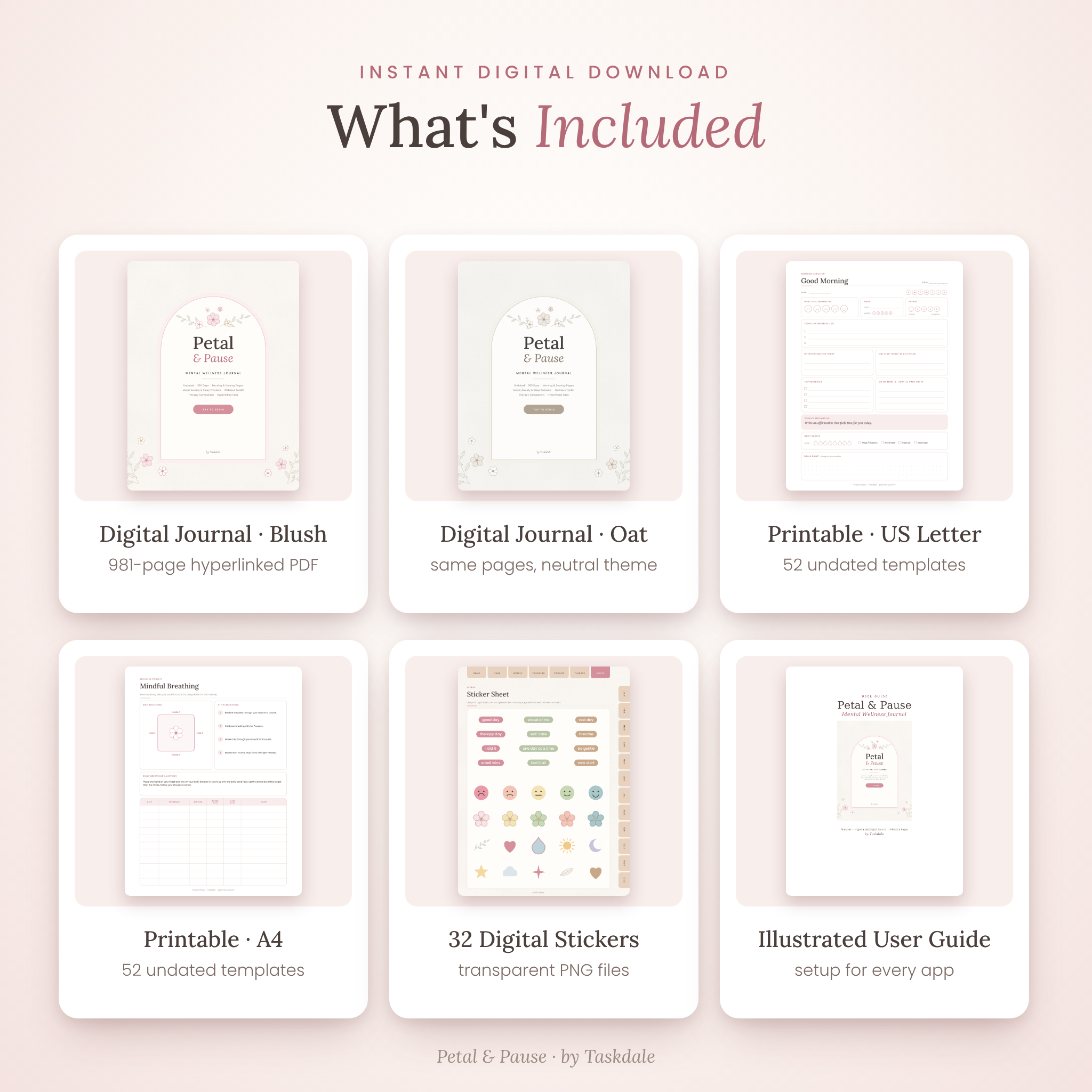 Petal & Pause Wellness Journal digital mental health journal - listing image 03