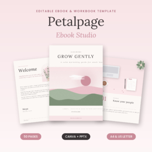 Petalpage editable ebook template cover and pages