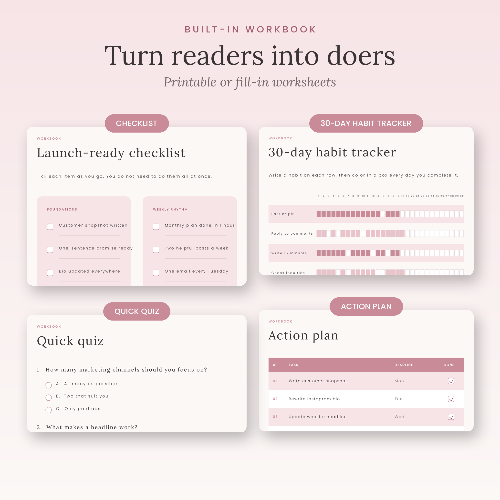Built-in workbook pages