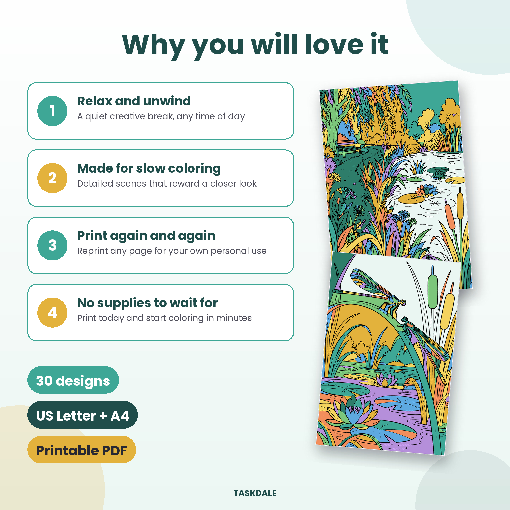 Pond Life coloring book instant digital download