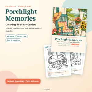Porchlight Memories large print coloring book for seniors cover