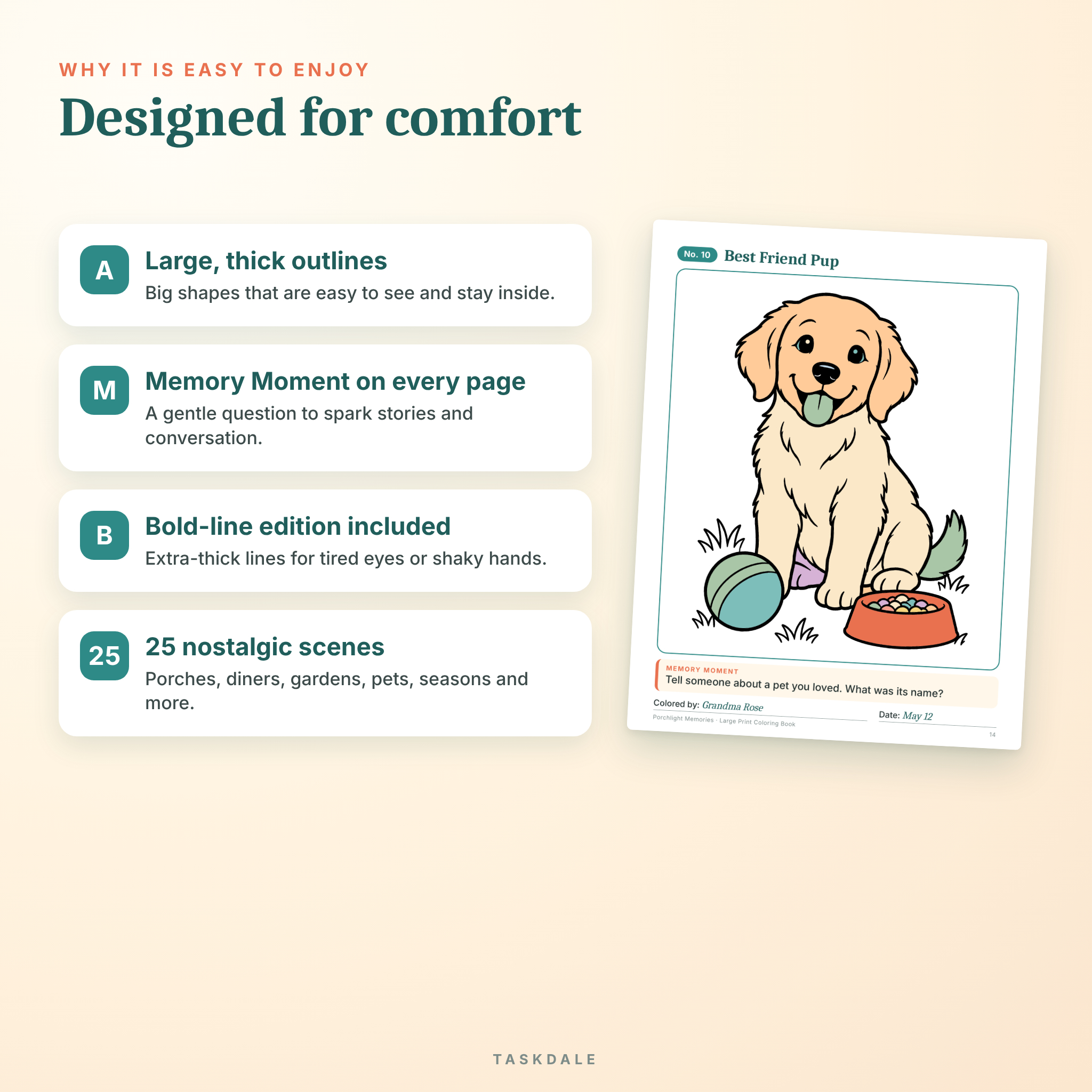 Easy coloring pages features