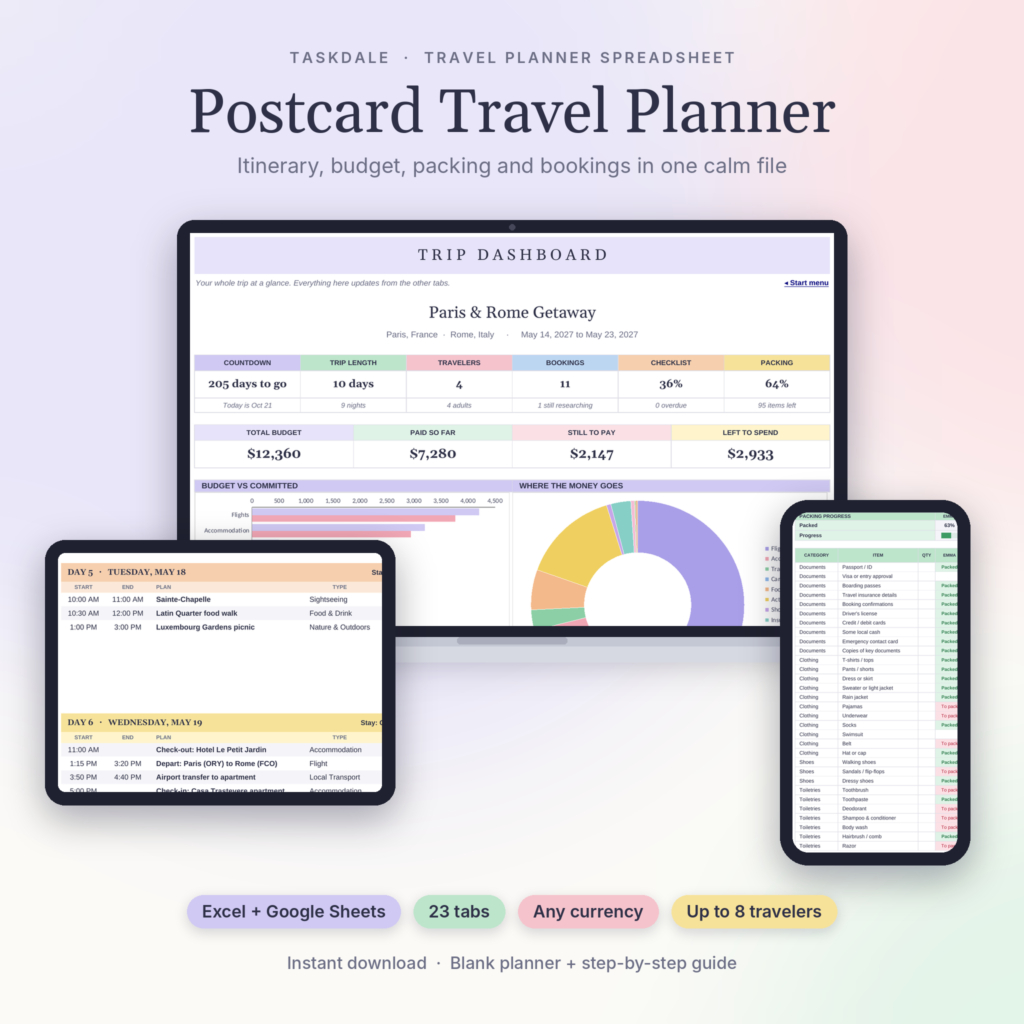 Postcard Travel Planner