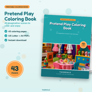 Pretend Play Coloring Book printable PDF for kids, 43 role-play coloring pages