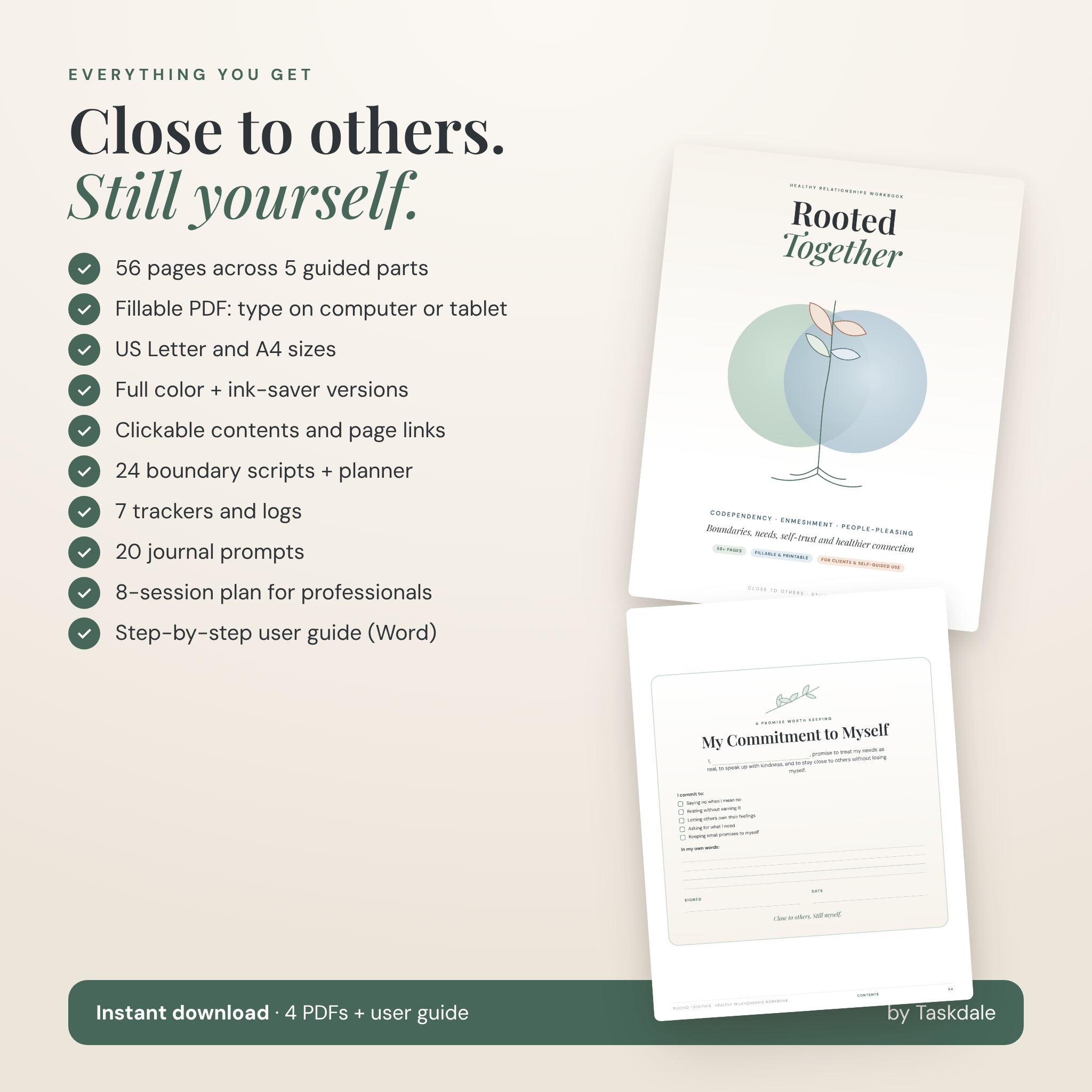 Rooted Together Codependency & Boundaries Workbook | 56-Page Fillable Healthy Relationships Worksheets for People-Pleasing, Enmeshment & Self-Trust | US Letter & A4 PDF - Image 8