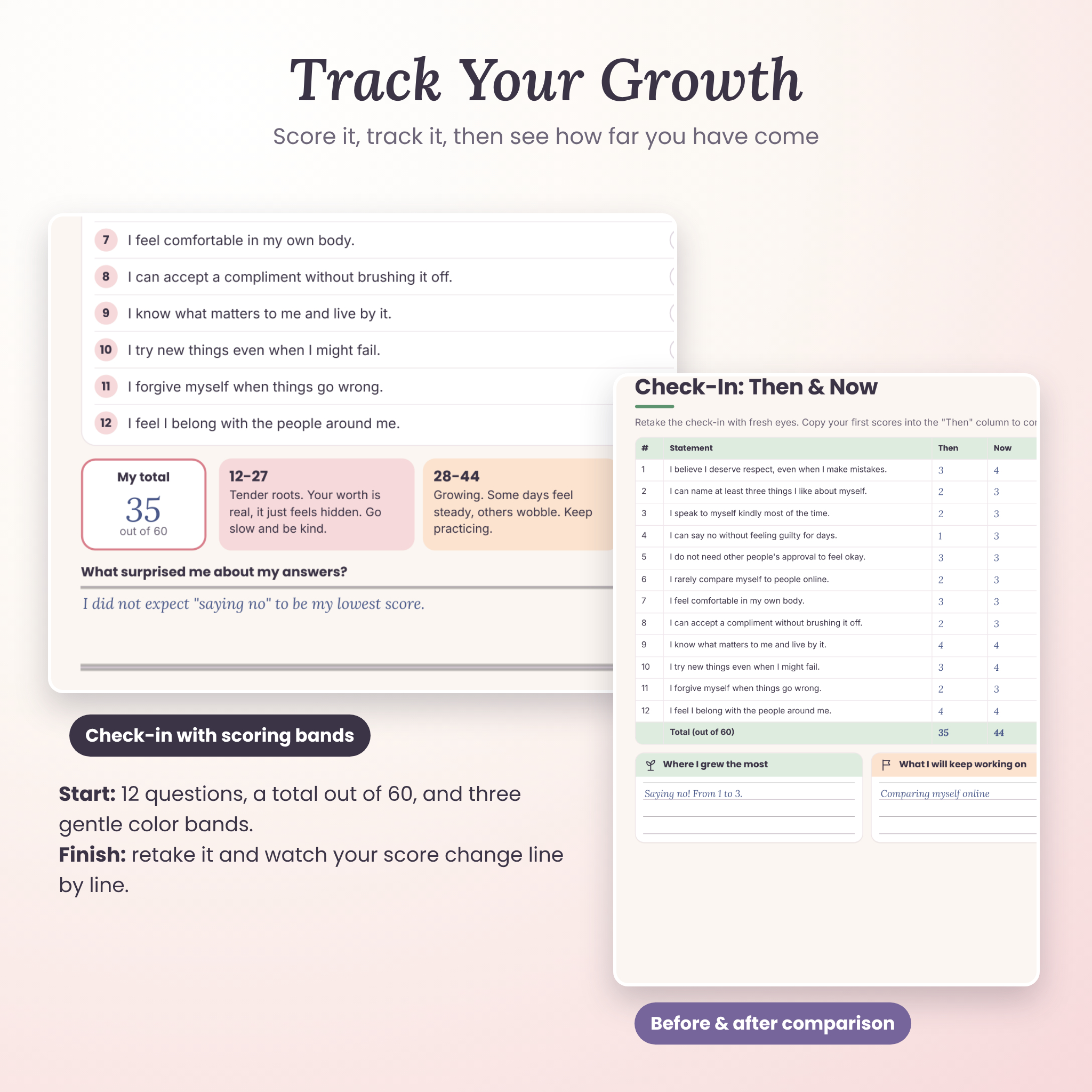 Rooted & Worthy Self-Esteem Workbook | 53-Page Printable Self-Worth & Confidence Worksheets for Teens & Adults | Counselor Handouts | A4 & US Letter PDF - Image 5