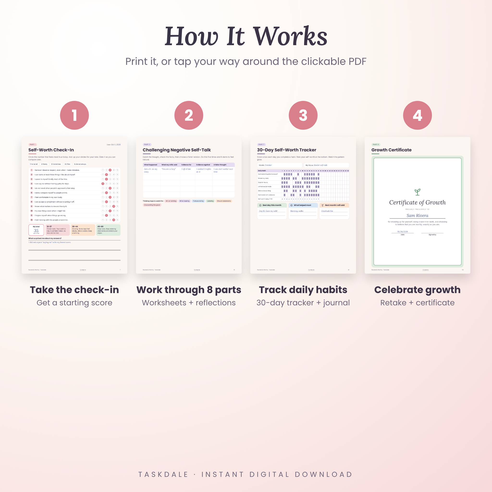 Rooted & Worthy Self-Esteem Workbook | 53-Page Printable Self-Worth & Confidence Worksheets for Teens & Adults | Counselor Handouts | A4 & US Letter PDF - Image 6