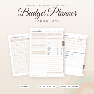 Sandstone Budget Planner printable undated budget planner pages