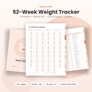 Scale Story 52-week weight loss tracker printable and fillable PDF