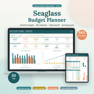 Seaglass Budget Planner annual budget spreadsheet for Excel