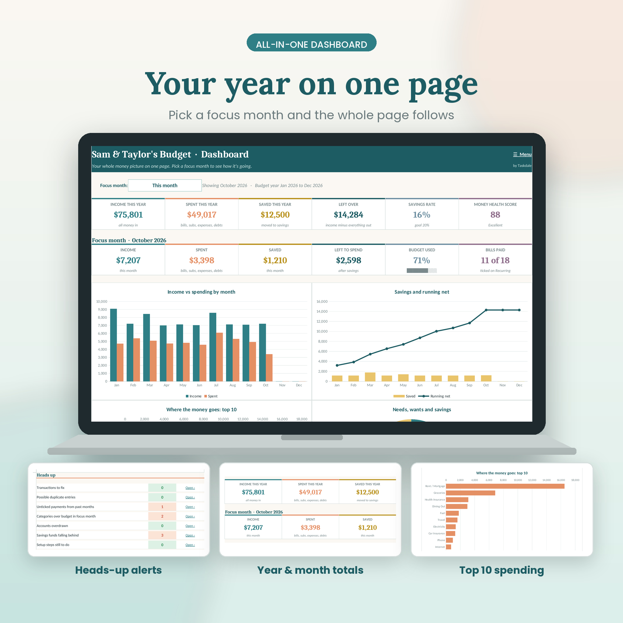 Seaglass Budget Planner annual budget spreadsheet for Excel