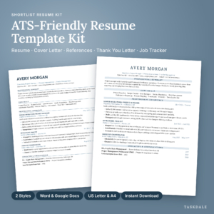 ATS-friendly resume template kit with classic and modern resume designs for Word and Google Docs