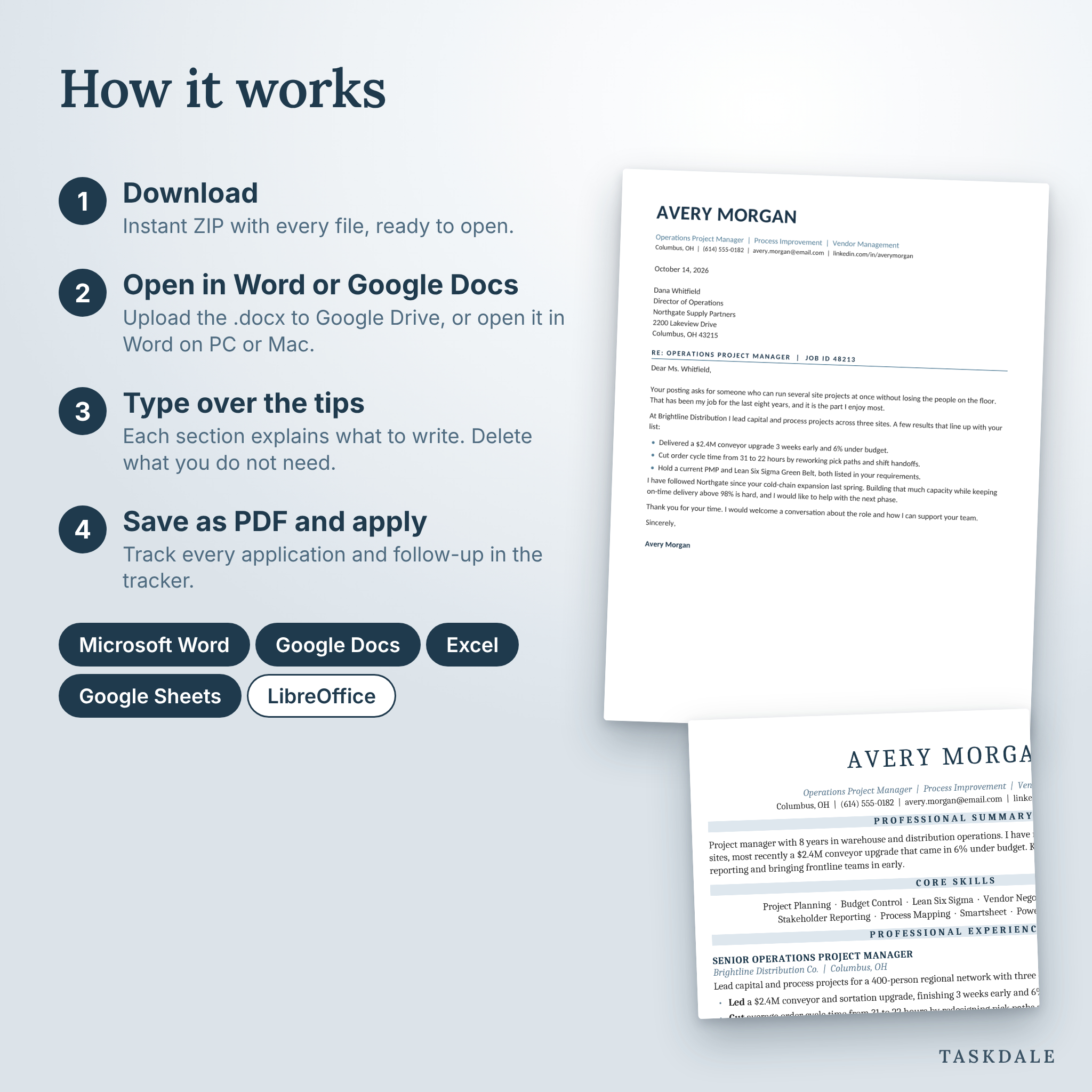 How to edit the resume template in Microsoft Word or Google Docs in four steps