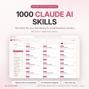 SkillStack 1000 — 1,000 Claude AI skills for small business with searchable offline library app