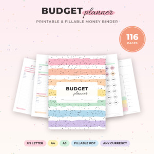 Sorbet Budget Binder printable budget planner, hero, cover and pages
