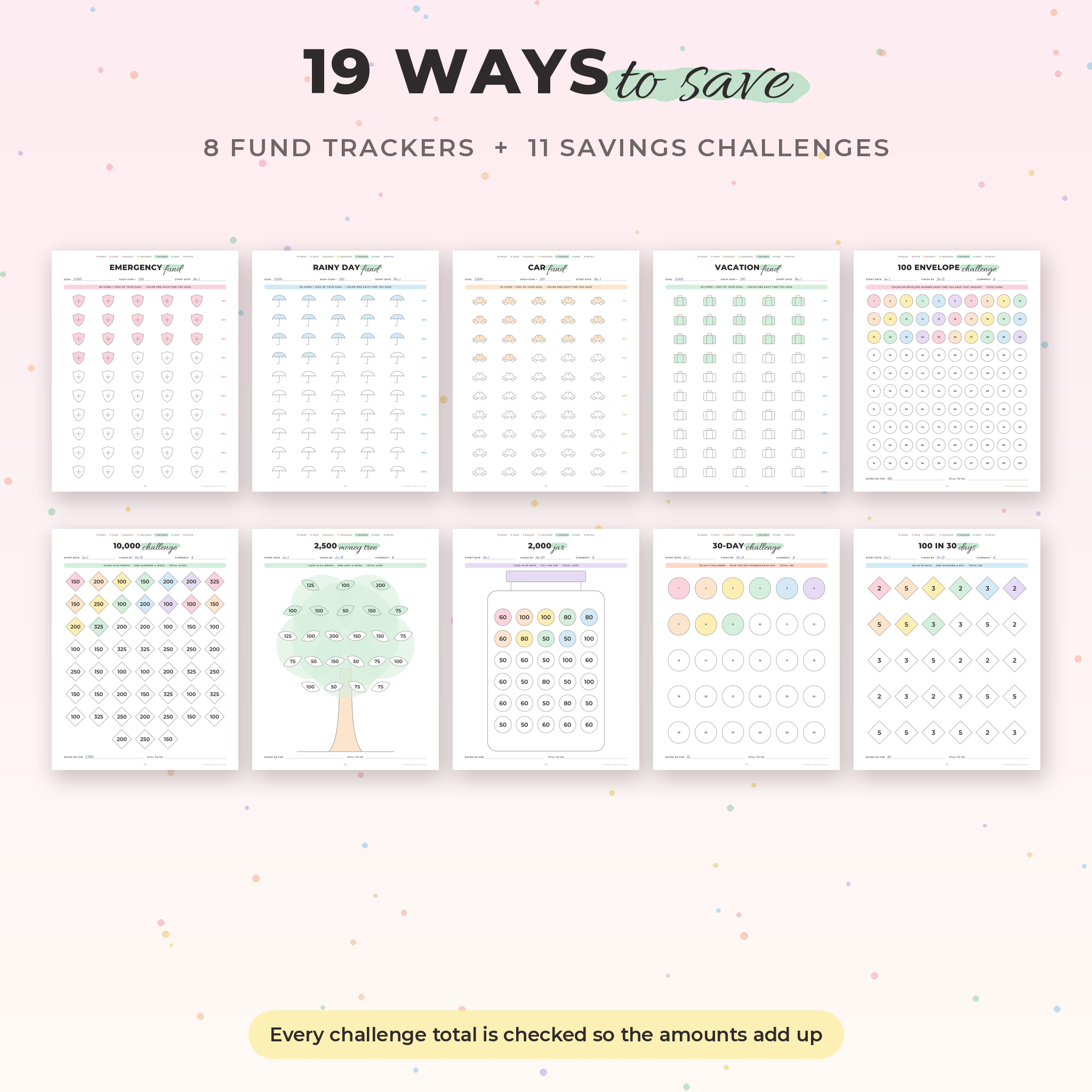 Sorbet Budget Binder printable budget planner, savings challenges and fund trackers