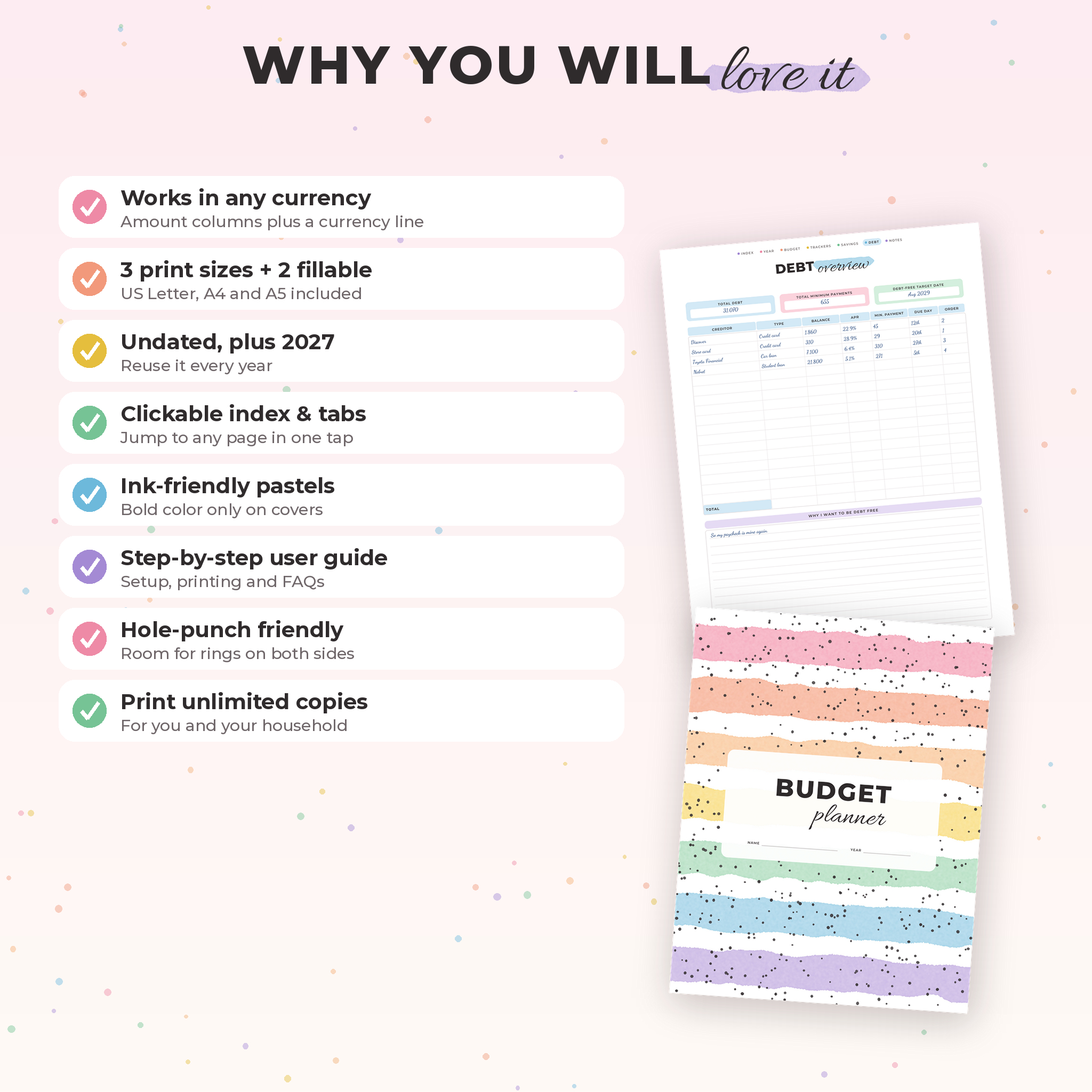 Sorbet Budget Binder printable budget planner, benefits overview