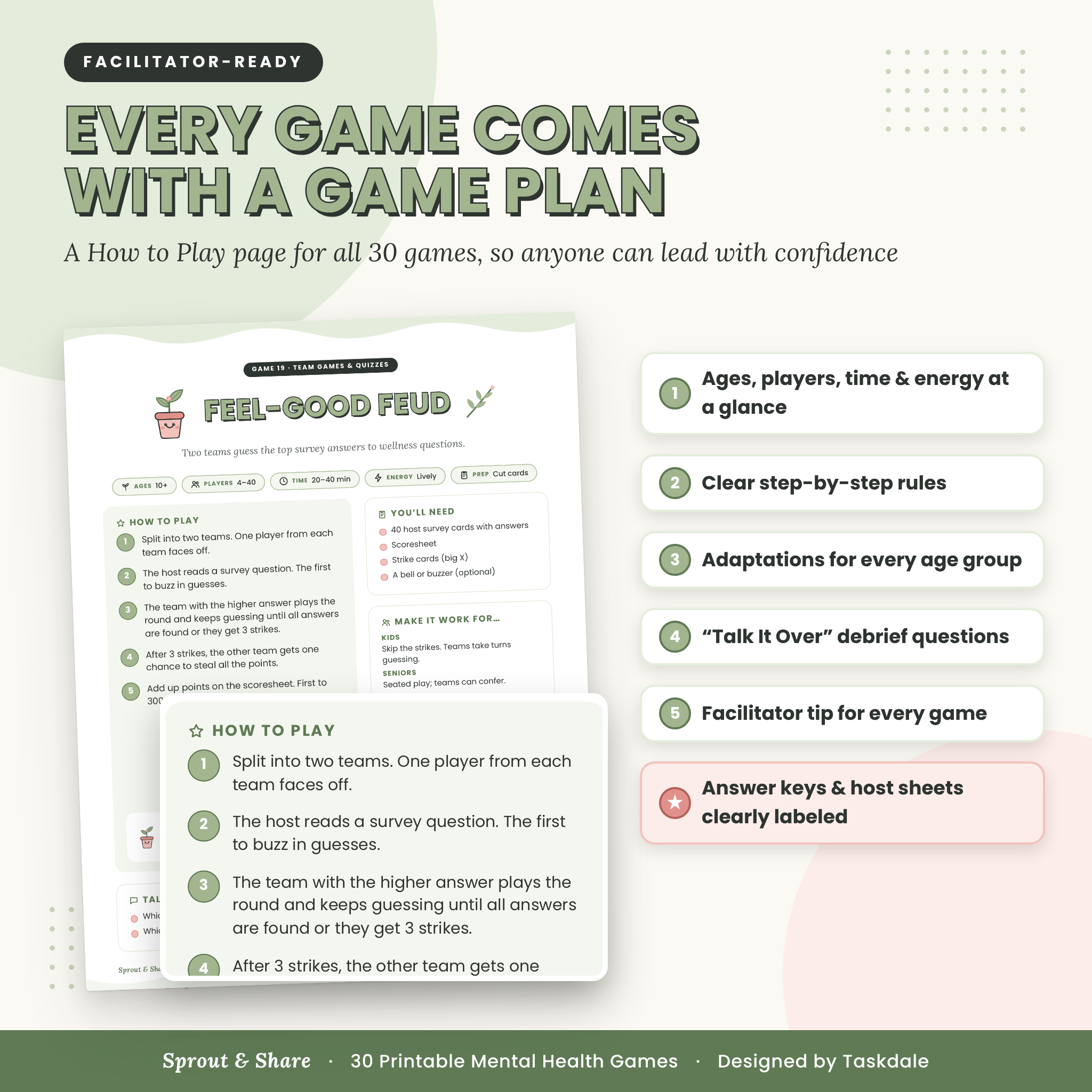 Mental Health Games Bundle – 30 Printable Therapy Group Activities & Wellness Games for Kids, Teens, Adults & Seniors | Sprout & Share - Image 2