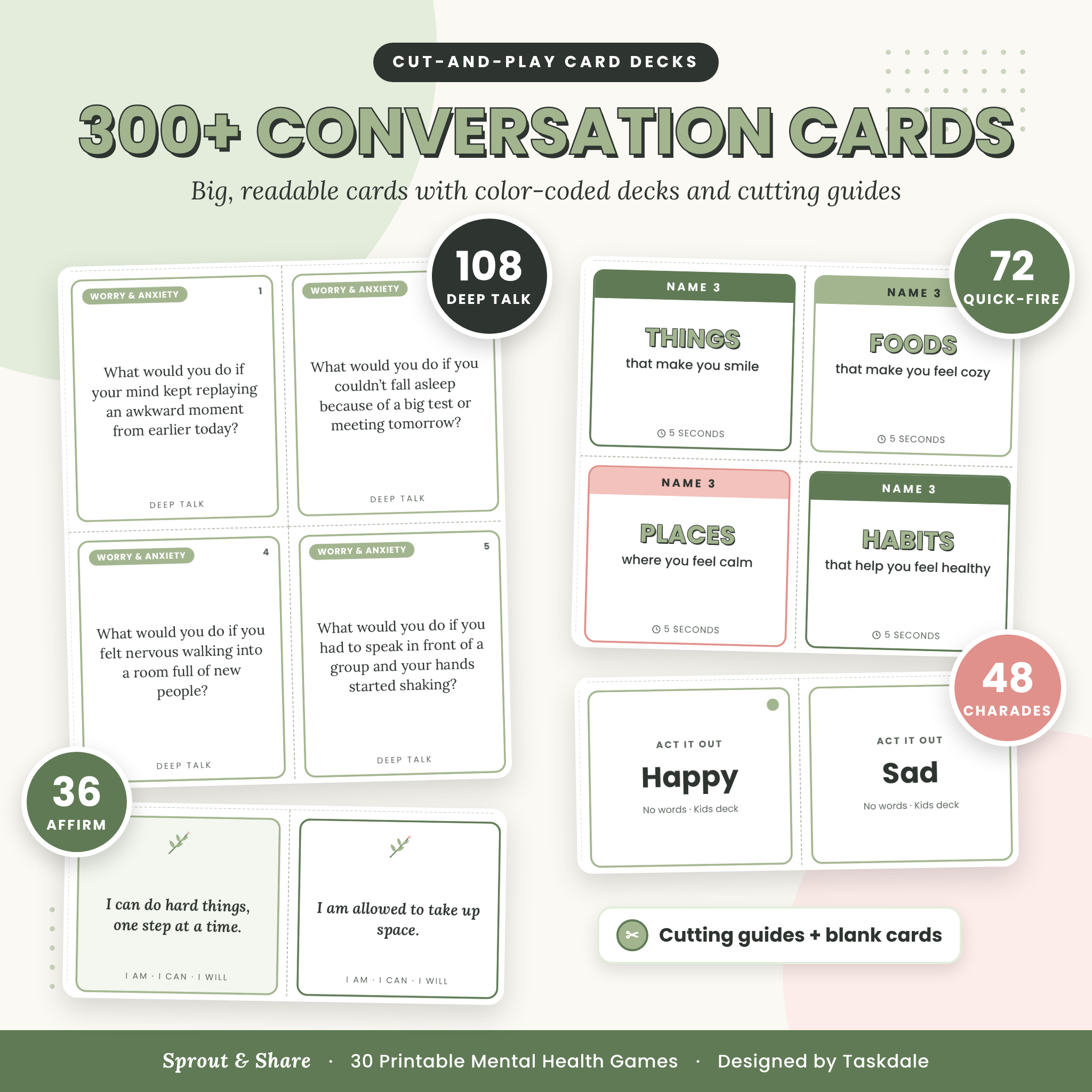 Mental Health Games Bundle – 30 Printable Therapy Group Activities & Wellness Games for Kids, Teens, Adults & Seniors | Sprout & Share - Image 4