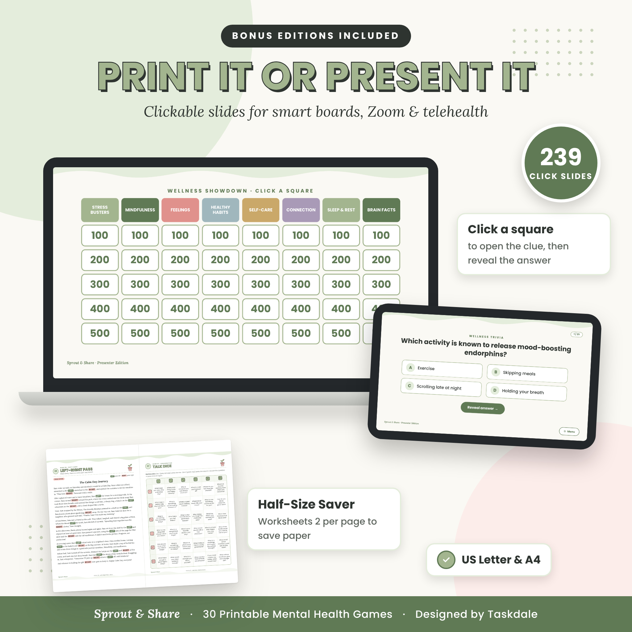 Mental Health Games Bundle – 30 Printable Therapy Group Activities & Wellness Games for Kids, Teens, Adults & Seniors | Sprout & Share - Image 7