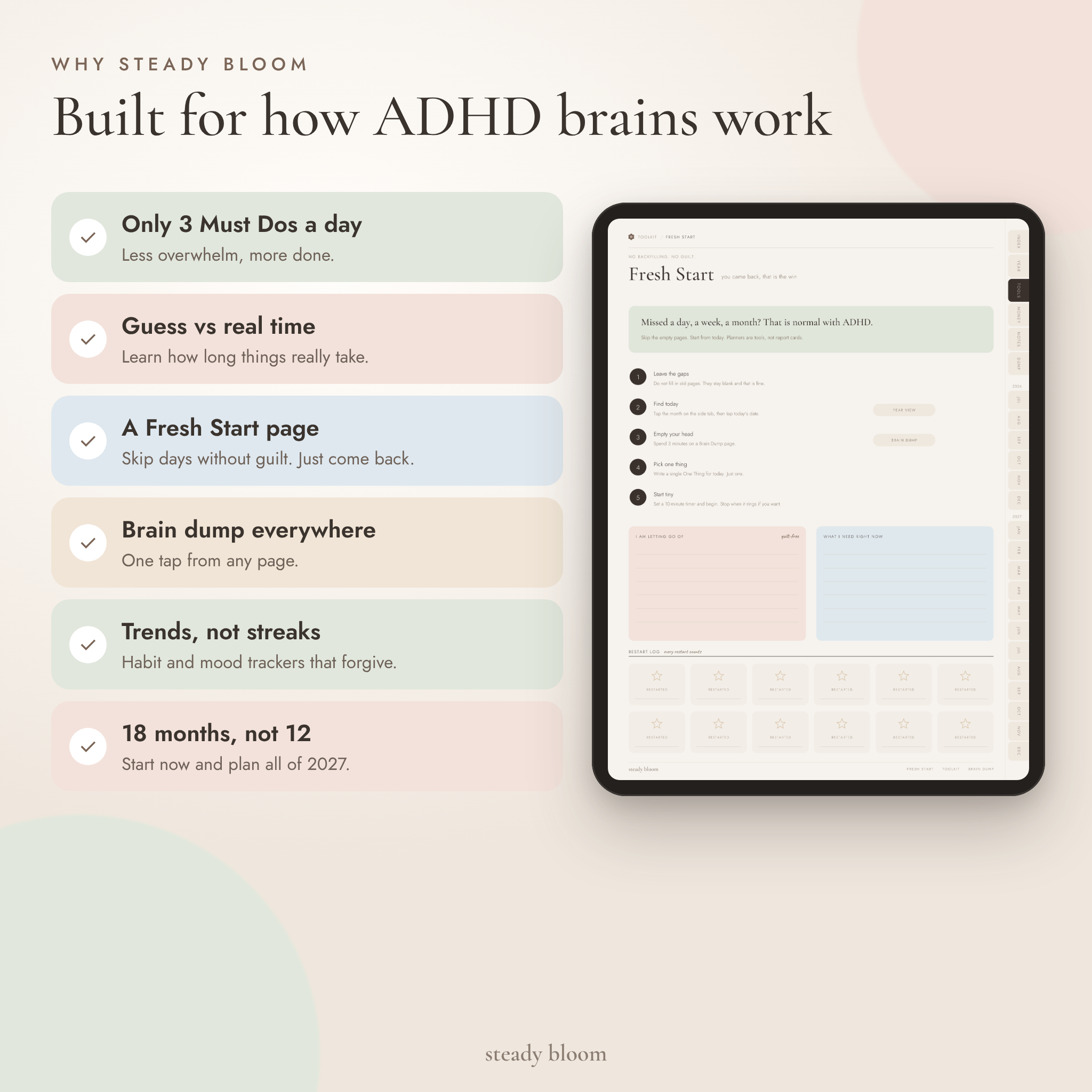 Why the Steady Bloom planner works for ADHD brains