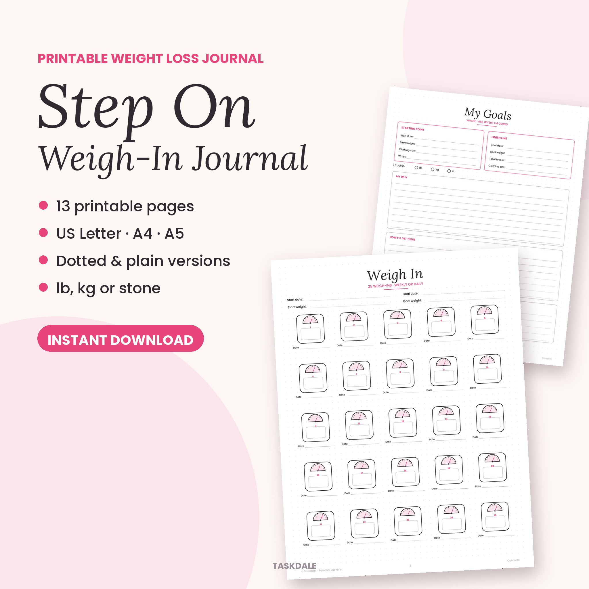 Step On Weigh-In Journal printable weight loss tracker