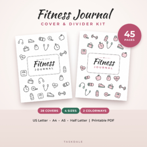 Strong Days printable fitness journal cover kit in Classic Ink and Blush & Mint