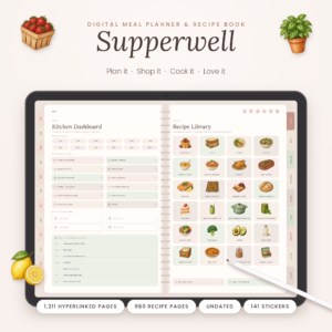 Supperwell digital meal planner and recipe book on iPad, kitchen dashboard