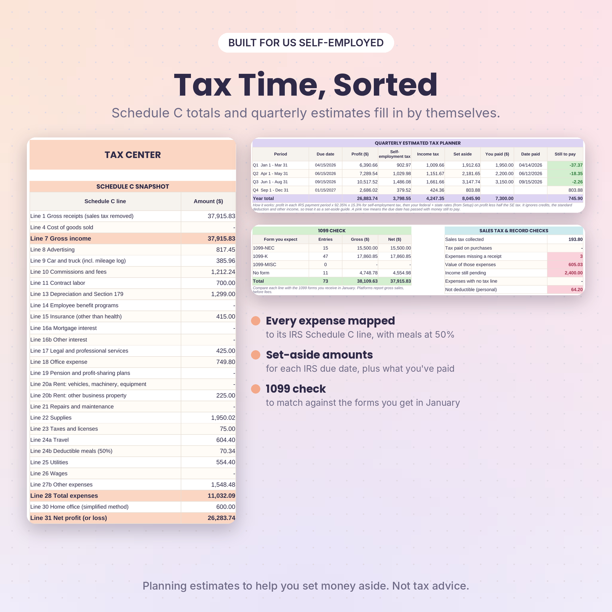TallyBloom tax-ready bookkeeping spreadsheet for Excel and Google Sheets, image 04