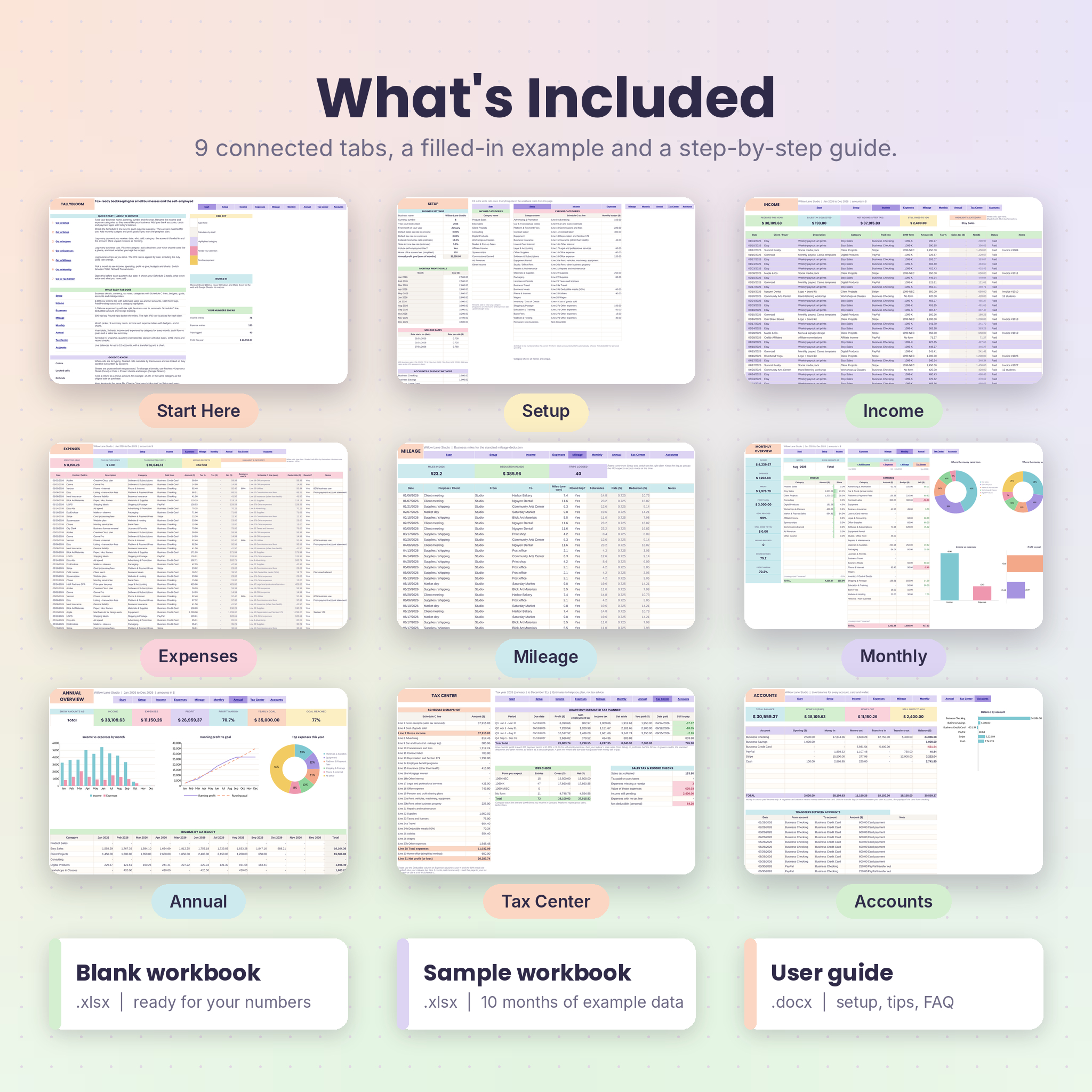 TallyBloom tax-ready bookkeeping spreadsheet for Excel and Google Sheets, image 07