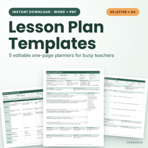 Teacher's Compass Editable Lesson Plan Template Pack | 5 One-Page Teacher Planners (Word + PDF, US Letter & A4)