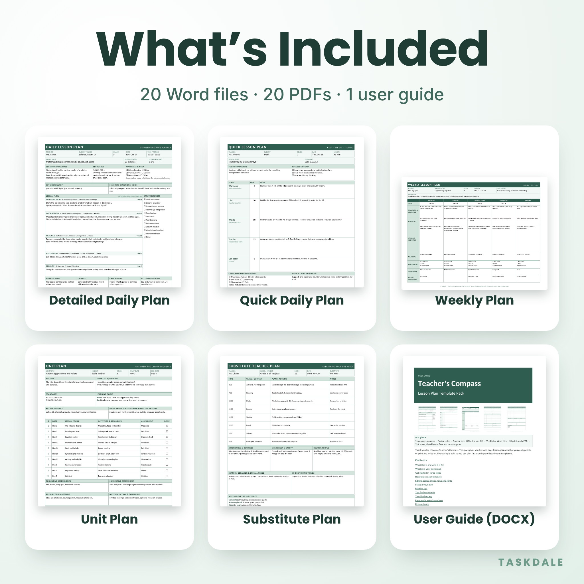 Teacher's Compass Editable Lesson Plan Template Pack | 5 One-Page Teacher Planners (Word + PDF, US Letter & A4) - Image 3