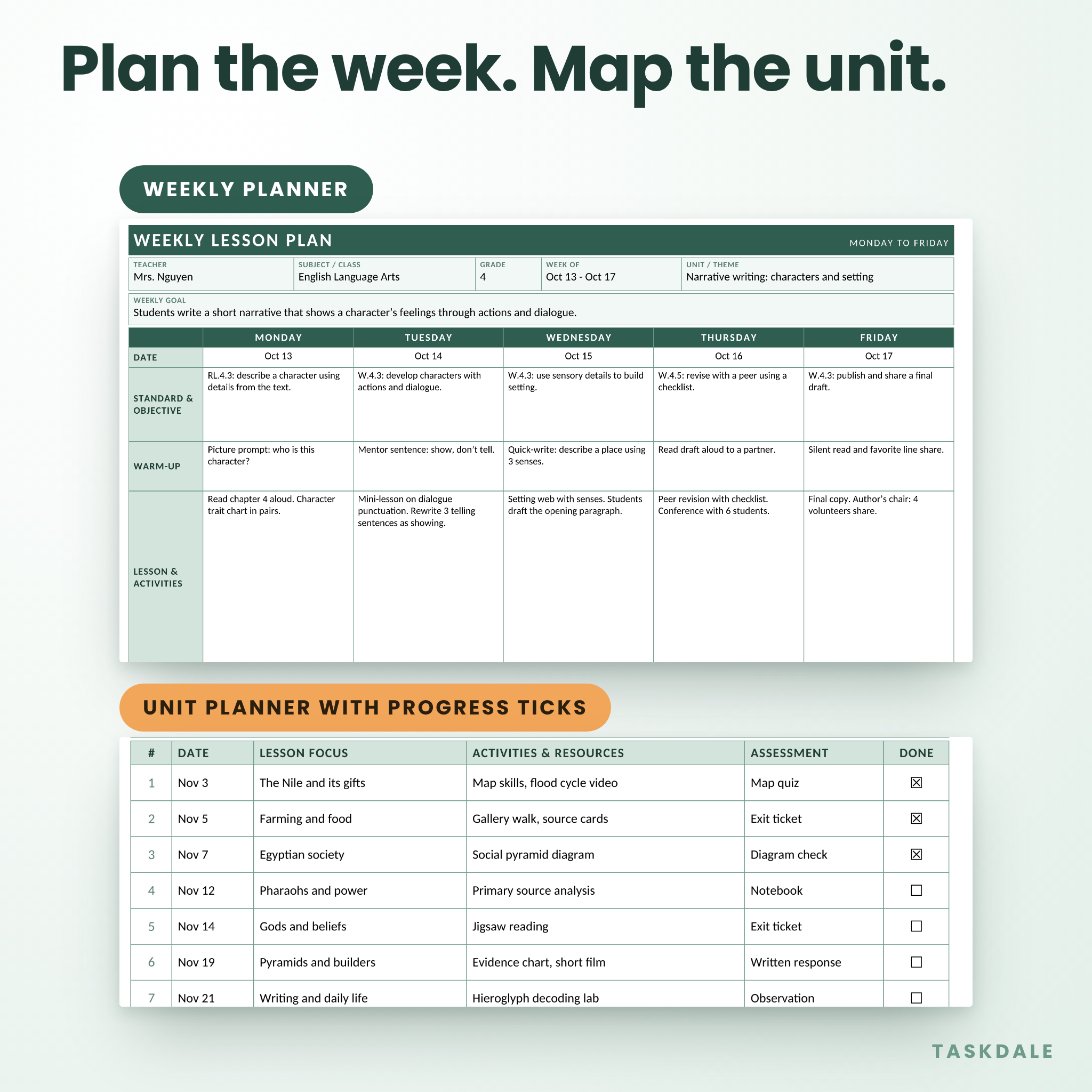 Teacher's Compass Editable Lesson Plan Template Pack | 5 One-Page Teacher Planners (Word + PDF, US Letter & A4) - Image 4