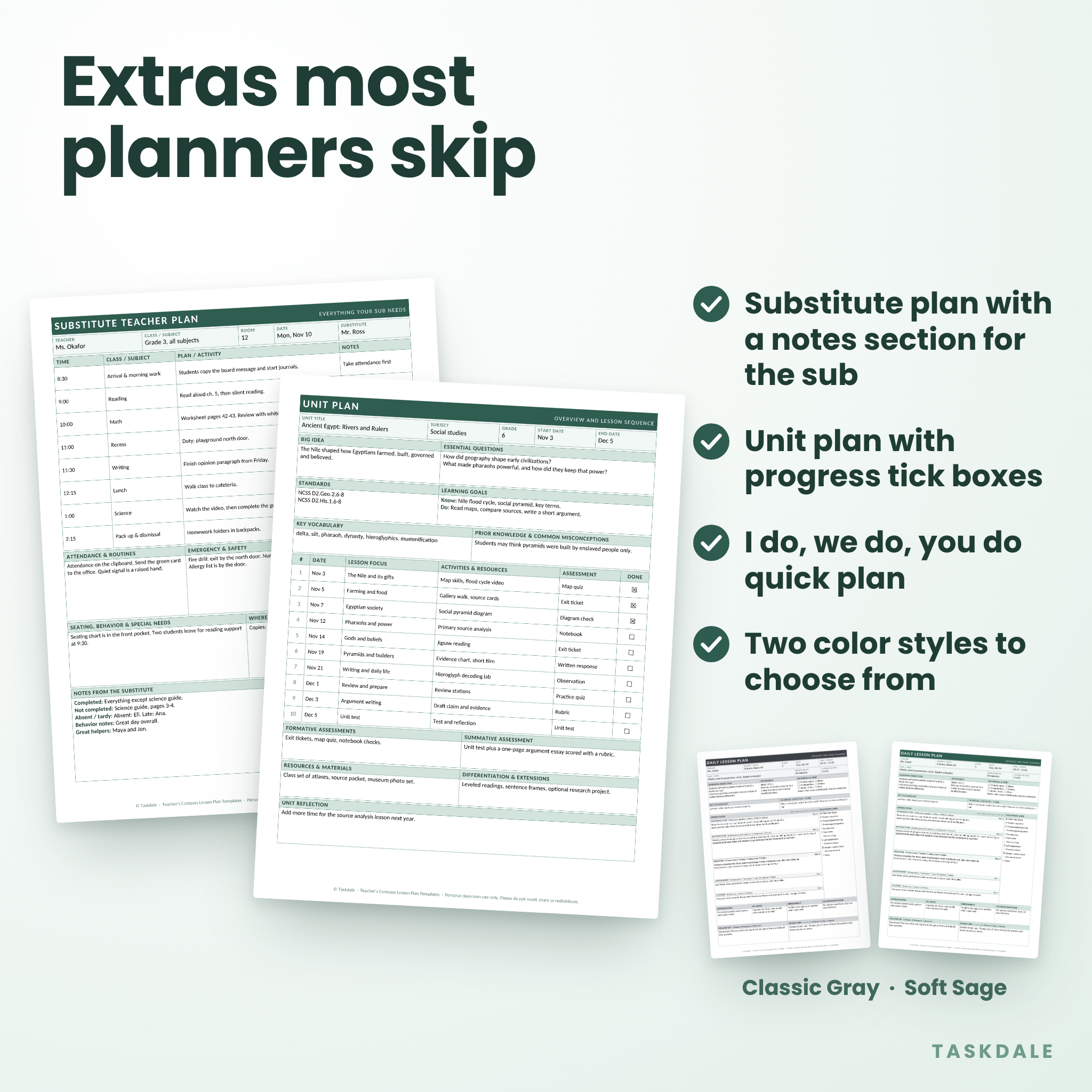 Teacher's Compass Editable Lesson Plan Template Pack | 5 One-Page Teacher Planners (Word + PDF, US Letter & A4) - Image 7