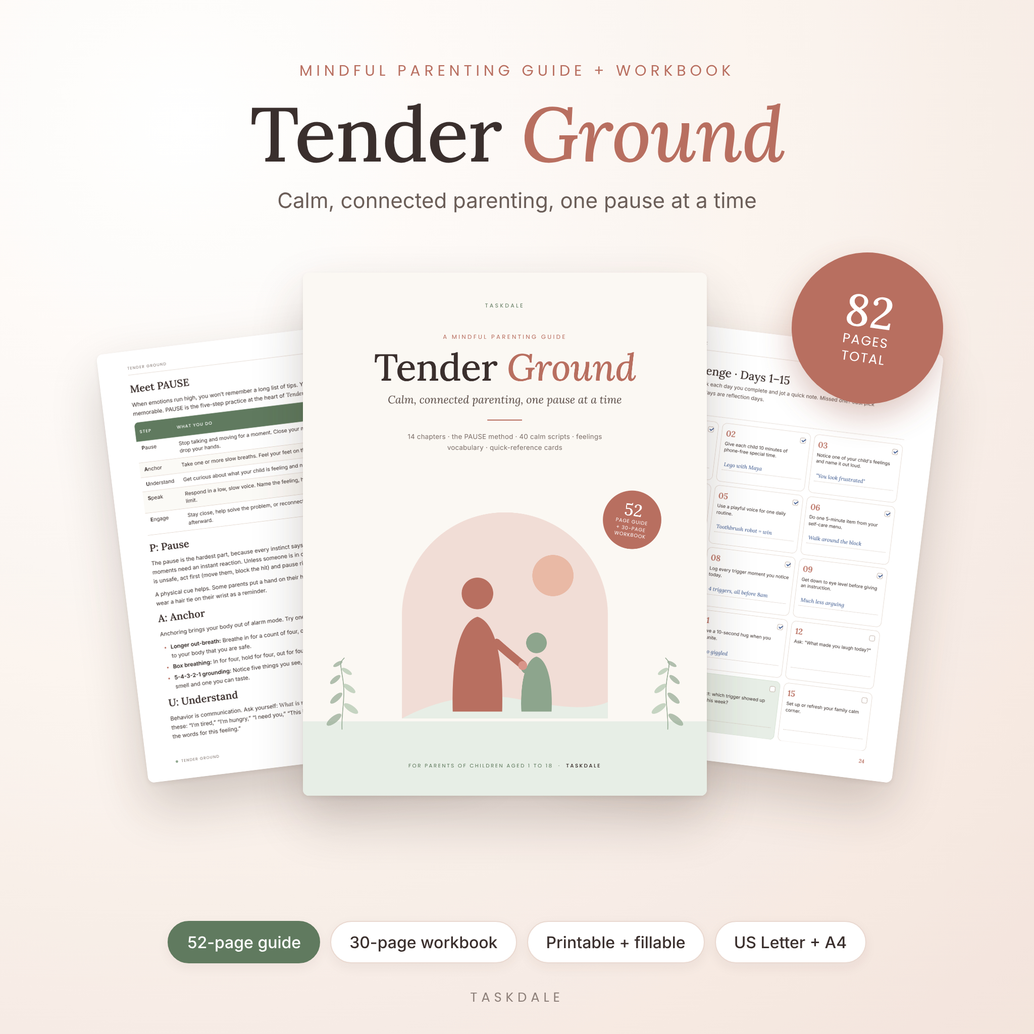 Tender Ground mindful parenting guide and workbook cover with 82 pages total